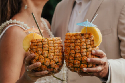 Pina Colada Served in a Pineapple